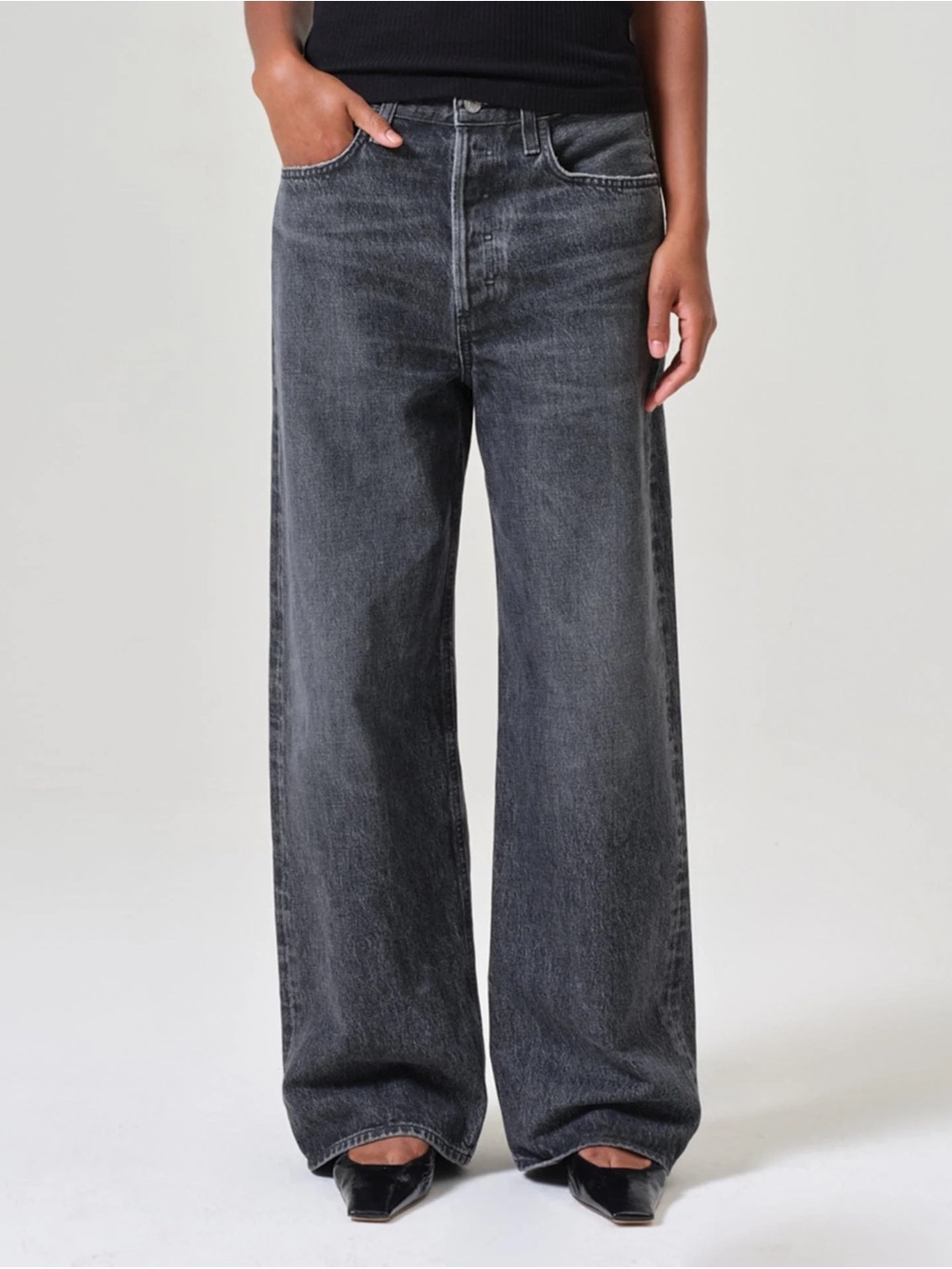 Agolde Low Slung Baggy Black Jeans
